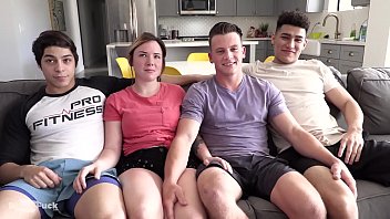 Preview 1 of Puss Sex Vodie - TEEN ORGY - big cock splits holes and 1st time rimming!