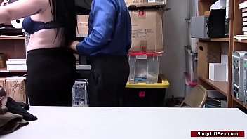 Preview 2 of Mistress Sucks Behind Machine - Teen shoplifter fucked by LP officer