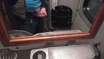 Preview 2 of Massage Shamle - man masturbatet in the toilet of the train