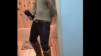 Preview 3 of Pretty9 - Fleshlight Leather Pants Masturbation