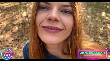 Preview 1 of Anal First Time - Amateur MILFs by Wifebucket - Giving him a blowjob in a forest outdoor