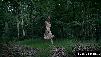 Preview 1 of Office Work Xvideo - Skinny girl fucks herself hard in the forest
