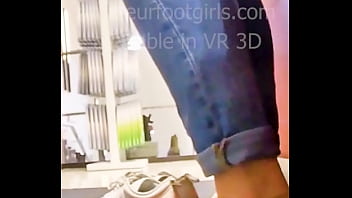 Preview 1 of Omegle Bj - Candid Feet - Wet sweaty stinky nylons,  put on sneakers with sweaty nylon feet. Shoeplay Nylons feet