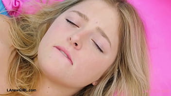 Preview 2 of Asian Ffm Homemade Threesome - Luminous blonde beauty shows her sexy body