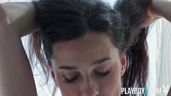 Preview 3 of Chut And Mouth Sex - Petite hairy pussy Ukraine MILF Sofi Ka strips nude for Playboy
