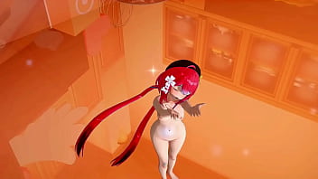Preview 3 of Real Virgin Seks - Honkai Impact Griseo Undress Dance Hentai Song Melancholic Sport Top Small Tits Girl MMD 3D Red Hair (CLIP)