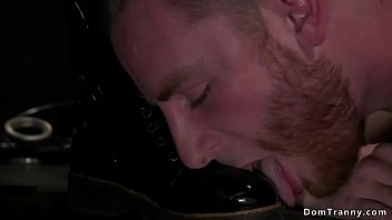 Preview 2 of Flexible Girlfriend Fucks Well - Big cock TS in latex fucks bound man