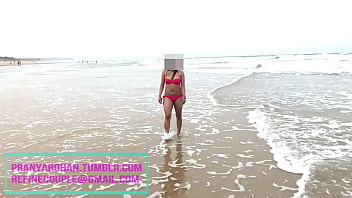 Preview 3 of Muslim Wedding Sex - Pranya Walking on beach in Red hot bikini