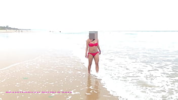 Preview 1 of Muslim Wedding Sex - Pranya Walking on beach in Red hot bikini