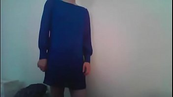 Preview 1 of Pascol - Your gorgeous crossdresser coworker all in blue for you