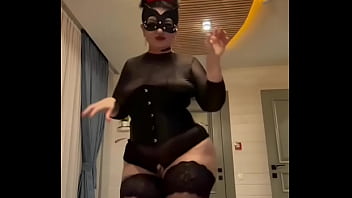 Preview 2 of Toilet Horny Asian - Stepmom with a Big AssDances and seduces with her Anal Plug in the Ass