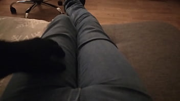 Preview 3 of Fucking Gf During Interview - ASMR FOOT and LEGS with jeans scratching moaning