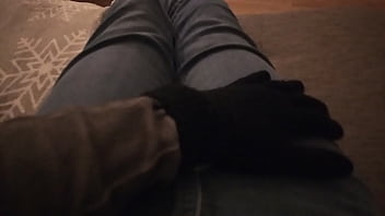 Preview 1 of Fucking Gf During Interview - ASMR FOOT and LEGS with jeans scratching moaning