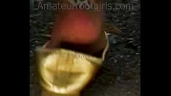 Preview 2 of Parents Downstairs - Shoeplay Feet Toes girl plays with her golden flats and shows her sweaty toes Ballerrinas Flatsshoes