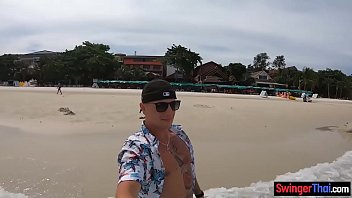 Preview 1 of Pornotuube - Bon voyage blowjob from his big tits Thai girlfriend