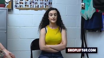Preview 1 of Madar Is San Xxxcom - Loss prevention officer catches curly-hair teen Lyra Lockhart shoplifting and fuck her in the back office