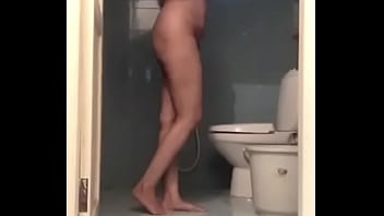 Preview 3 of One Gral Two Men Sex - Hidden camera - sexy Indian milf taking a shower