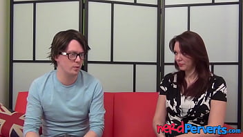 Preview 1 of Reagan Foxx Bbc - English redhead in hot pants pleasures nerd with fellatio
