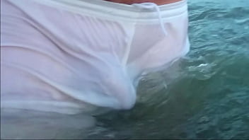 Preview 2 of Chav Teen Lingerie - See Through Shorts at the Beach 2