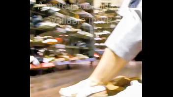Preview 1 of Hentai Cumsbottom Drinkking - girlfriend shows her sweaty feet and socks ,  Dangling,  Dipping,  shoeshop try shoes barefoot sweaty feet shoes,  socks