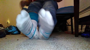 Preview 2 of Pussy Fucking Big Boobs - Filthy White Nike Socks