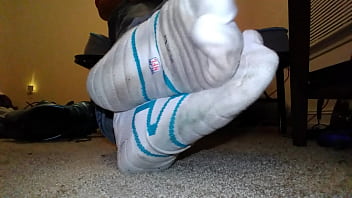 Preview 4 of Pussy Fucking Big Boobs - Filthy White Nike Socks