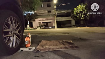 Preview 1 of Indhin Xx Nx Video - Shemale in pink lingerie taking 1l beer enema in the street