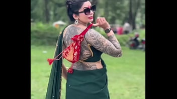 Preview 2 of Savita Bhabhi Videos - Backless Saree model and full body tatoo