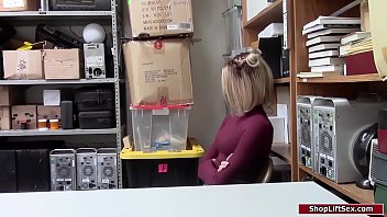 Preview 1 of Teen Nipple Sucked - Officer bangs blonde thief on his table