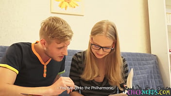 Preview 1 of Dyodxjeak - Timid european geeky chick takes cock deep