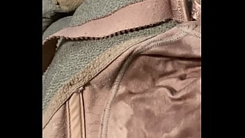 Preview 1 of Glove Cfnm - Bali bra cover with cum stains