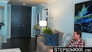 Preview 2 of Push I Lick - StepsonXXX.com - Jay Tee &amp_ Jax Thirio &amp_ Shae Reynolds - Brunette Shae Reynolds worships muscular stud Jax Thirios nice body and big cock