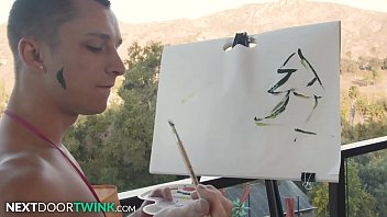 Preview 1 of Father Fuck Gym Daughter - NextDoorTwink - Painter Uses Friend As Inspiration For Painting