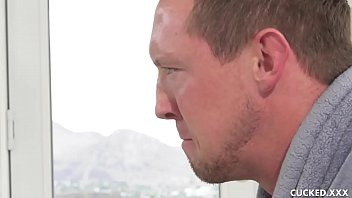 Preview 1 of Milaf - Busty Brunette Gets Her Throat and Pussy Fucked In Front Of Worthless Cucked Husband