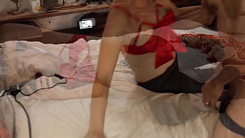 Preview 2 of Saggy D - 2335(01)Eo - French Amateur,  Clothed Sex,  Red Sati,  Bra and Thong/Panties,  Black Leather Pants,  Stockings,  Heels,  Rimming,  Deepthroat,  Pussy Fuck,  Dirty Talk,  Cumshot