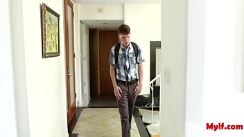 Preview 1 of Sunny Leons Boobs Kissng - Brunette Busty Hot Milf Seduces Teen Boy With Her Tits- Melissa Lynn