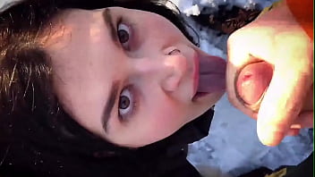 Preview 4 of Justice Young Hotel - Brunette Public Blowjob Dick Stranger and Cum in Mouth - Hidden Camera