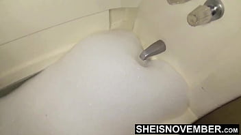 Preview 4 of Soriana - Getting Naked After Being In Swim In The Water,  Blonde Ebony Babe Msnovember Undressing From Swimmer Suit In Her Bathroom,  Close Up Of Her Petite Exotic Ass Cheeks Exposed Erotica While Standing On Sheisnovember