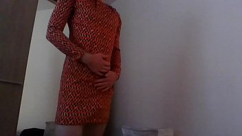 Preview 1 of Tamil Hit Young Aunty Videos - Crossdresser wearing his wife&#039_s secretary dress Pt.1