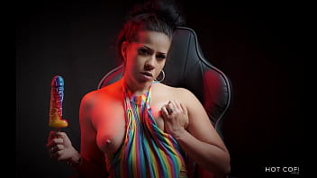 Preview 3 of Black Nasty Gay Freaks - Sexy Latina sucks huge dick shaped lollipop and makes you cum with her dirty talk