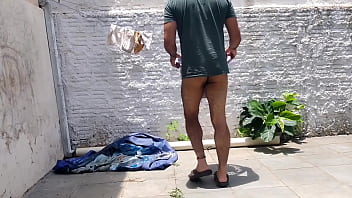 Preview 2 of Caczh Street - taking care of my dirty laundry,  without the bottoms,  waiting for you to catch me right