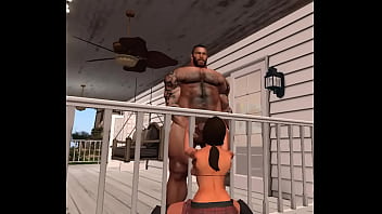 Preview 1 of Pron Nude Hd - neighborhood bartender catches big D Brown on his back porch one night,  who couald resist a man this fine
