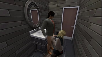 Preview 2 of Zoya Hd - Coffee with a friend a guy fucks a girl in the bathroom