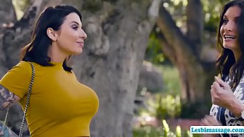 Preview 1 of Natalie Knoxxx - Busty brunette massage her friend outside