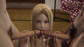 Preview 1 of Cunt Asian - 3D Hentai Two DICKS Tsunade sucks