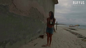 Preview 1 of Begs For Pussy Pounding To Stop - morena safada masturbando e chupando final de tarde na praia - Ana Rothbard