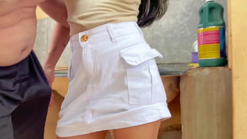Preview 2 of Xx Ww Video Com To Hit Sexy - The maid got wet on the edge of the sink,  I fucked her delicious pussy and came all over inside