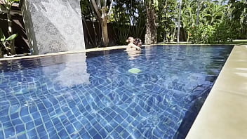Preview 2 of Bbw Hars - Stepsiblings Get Wild in the Pool While Alone