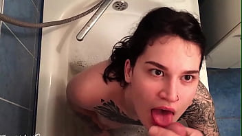 Preview 3 of Arb Garl - Tattooed Girl Passionate Sucking Big Cock Lover - Cum on Face