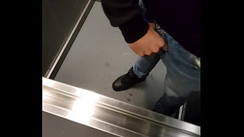 Preview 2 of Amateur Hand Job At A Party - flashing my cock in elevator